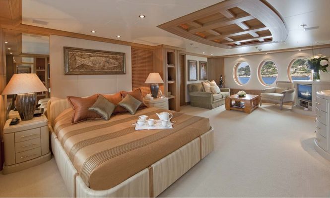 Spacious master suite with a seating area