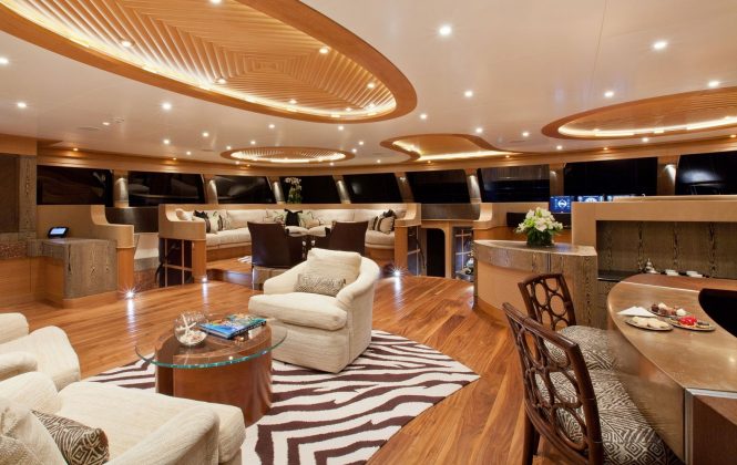 interiors of the yacht