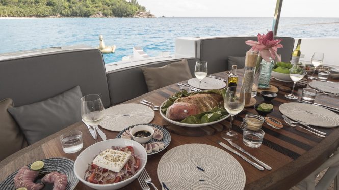 Alfresco dining on deck while enjoying the beautiful surroundings and nature