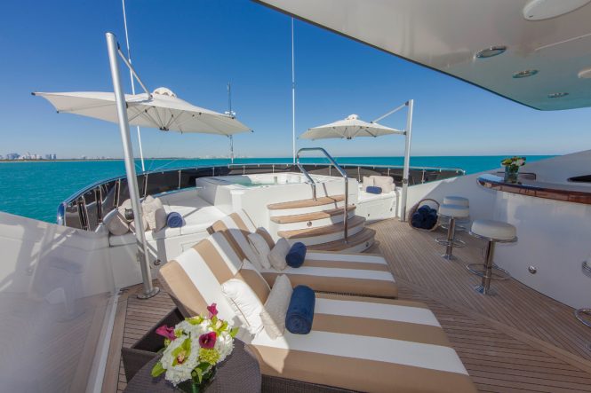 And the Jacuzzi on the sun deck is the hot spot of the yacht