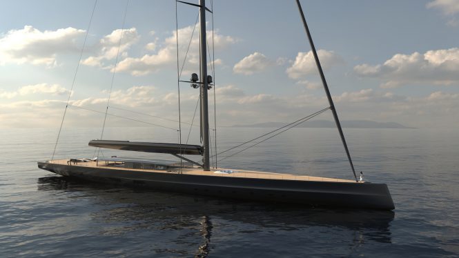 WORLD'S LARGEST SAILING YACHT - SLOOP APEX 850 CONCEPT - at anchor fwd