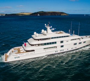 Newly extended 74.5-metre luxury yacht Lady E leaves Pendennis refit facilities