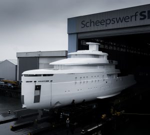 Feadship luxury yacht Project 708 begins outfitting in Aalsmeer