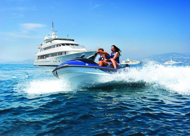 Enjoying the water toys