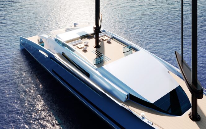Top deck with vast seating area © Merveille Yachting