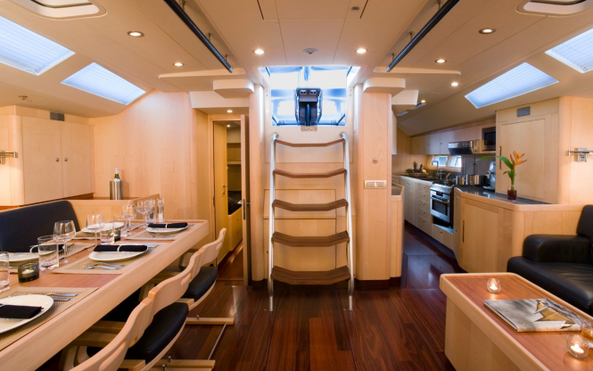 interior dining, seating and galley