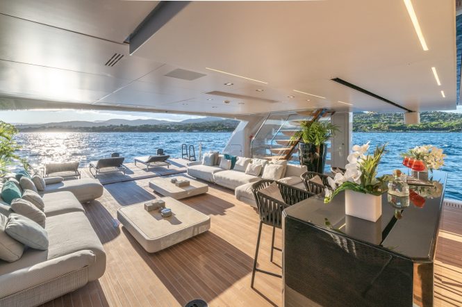 The spacious beach club