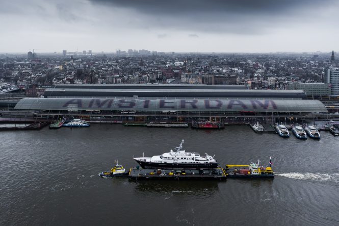 AMARA yacht arriving at the yard © Feadship