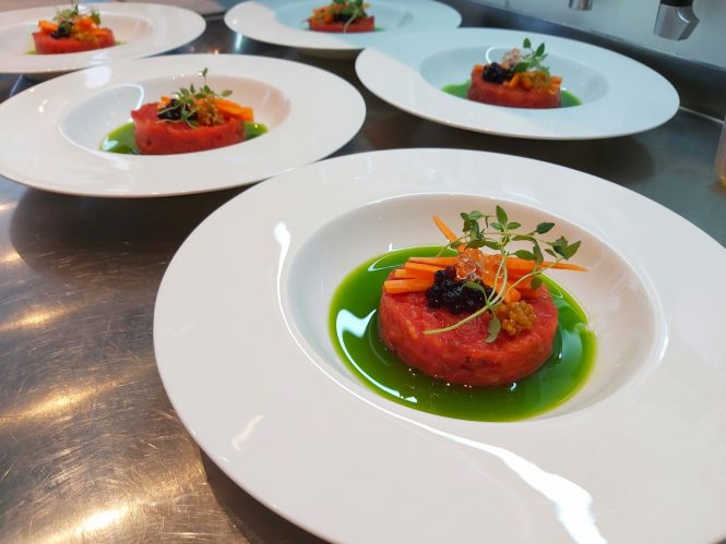 Delicious onboard meals prepared by Acapella's Chef