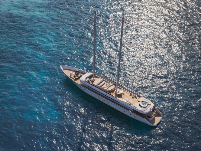 aerial rendering of Anima Maris yacht