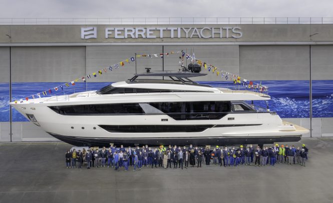 Ferretti Yachts 1000 motor yacht at launch