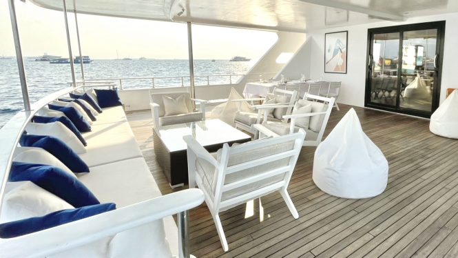 Main deck aft for relaxation and dining