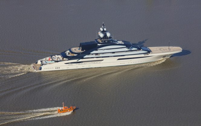 Nord superyacht leaving the yard - Photo Carl Groll