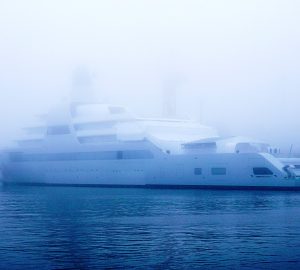 140m SOLARIS yacht launched on a very foggy day