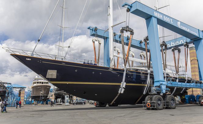 Morning Glory yacht launch at Lusben shipyard