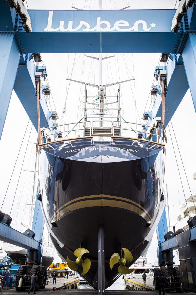 Sailing Yacht Morning Glory launch at Lusben shipyard