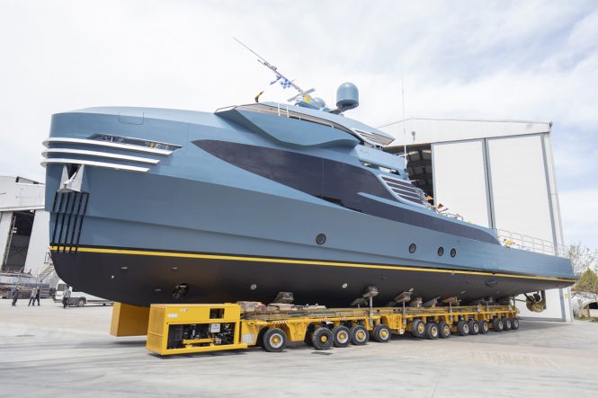 yacht support vessel PHI PHANTOM getting ready for launch © Alia Yachts