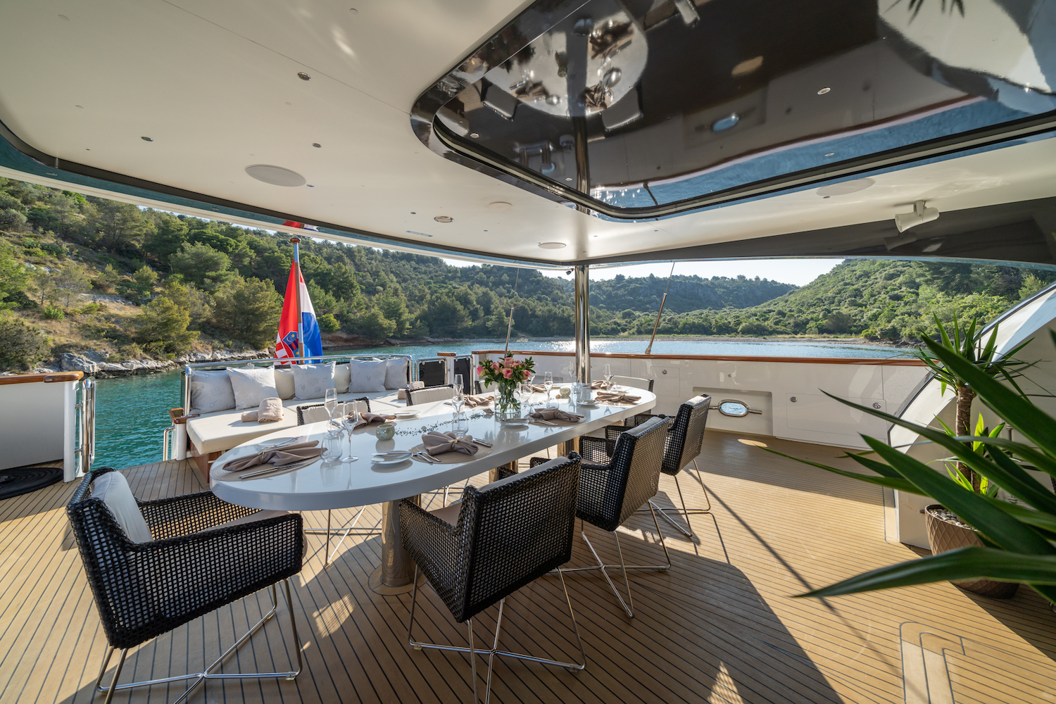 Beautiful aft deck with amazing views of the Croatian nature