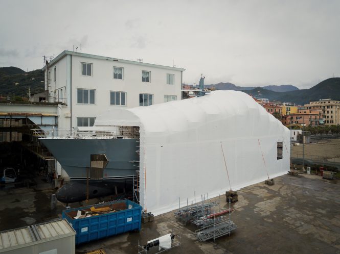 Leaving shed after refit