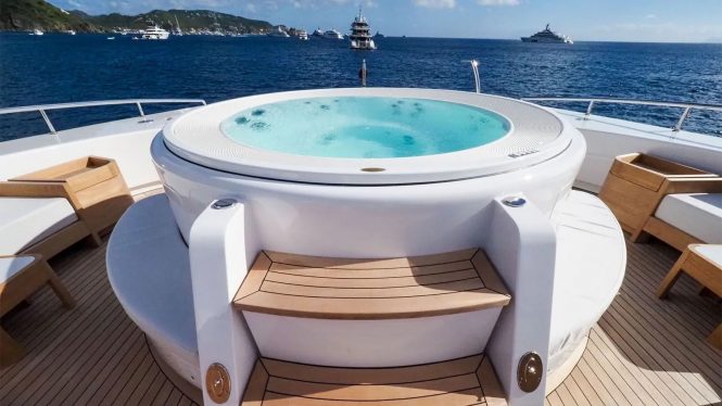 The inviting Jacuzzi on board