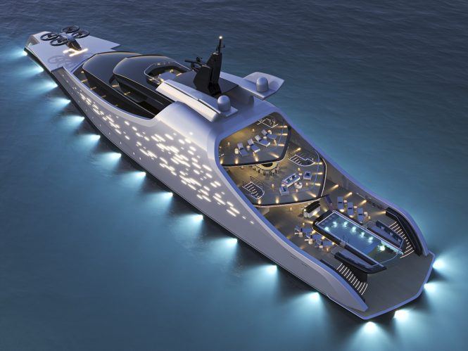 94-metre hydrogen mega yacht ZeRO concept by Sam Sorgiovanni Design