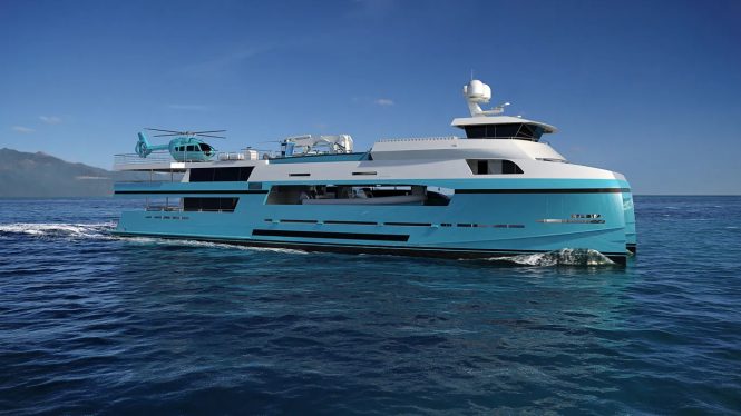 Luxury yacht support catamaran for charter yacht AXIOMA