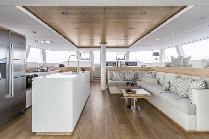 saloon seating and galley area