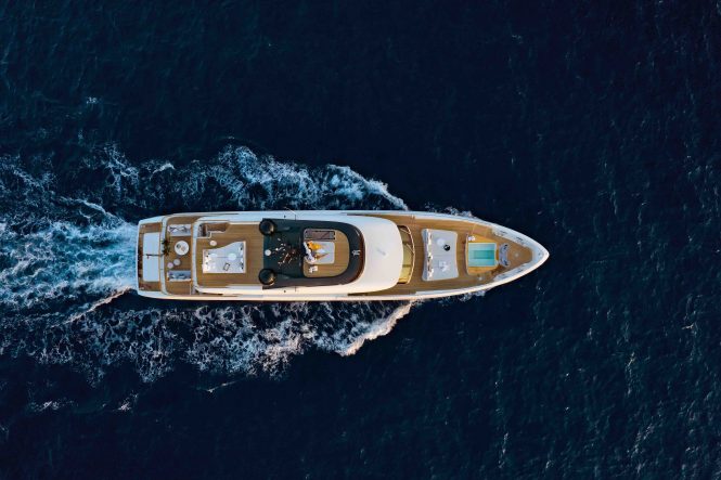 aerial view of the yacht