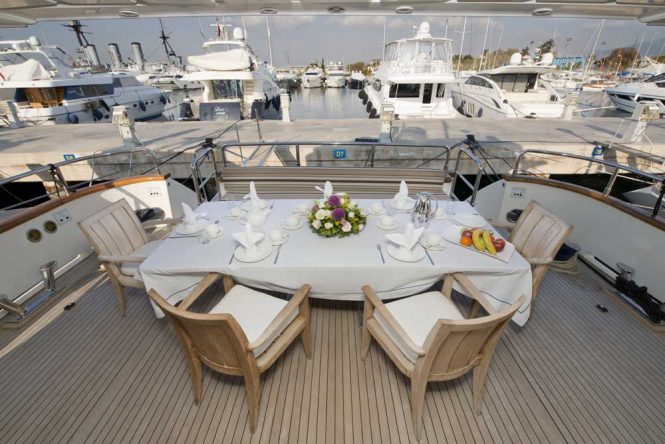 Aft deck dining area