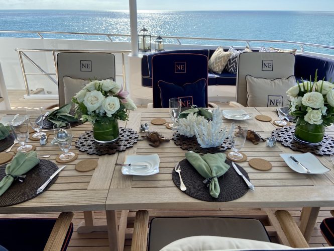 Exterior dining set up