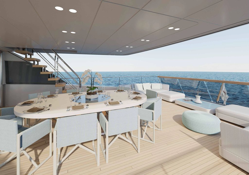 Fabulous aft deck offering a beautiful area for alfresco dining