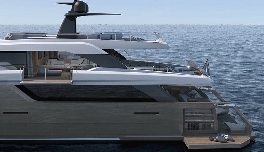 Renderings of the aft section of the yacht