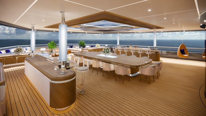 upper deck dining area designed by Nuvolari Lenard