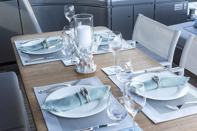 Alfresco dining set up for guests