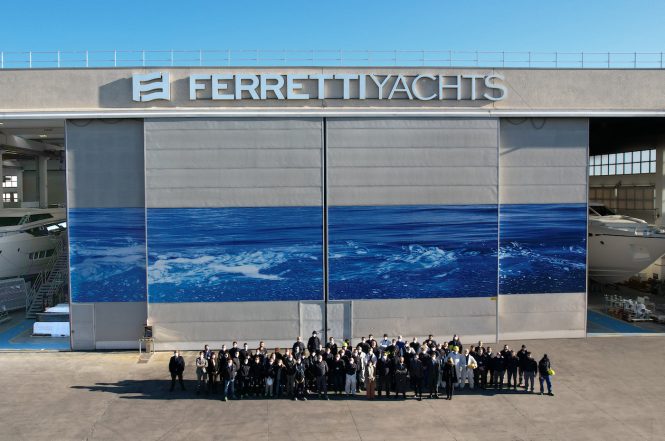 Ferretti Yachts team at Cattolica Shipyard 