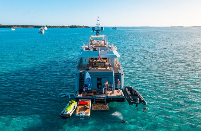 ONLY NOW yacht aft with toys