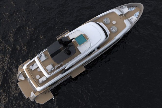 Aerial rendering of SABBATICAL yacht