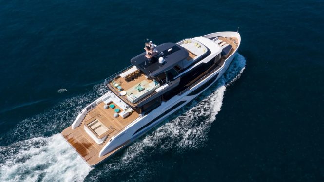 Aerial view of the motor yacht VIVACE
