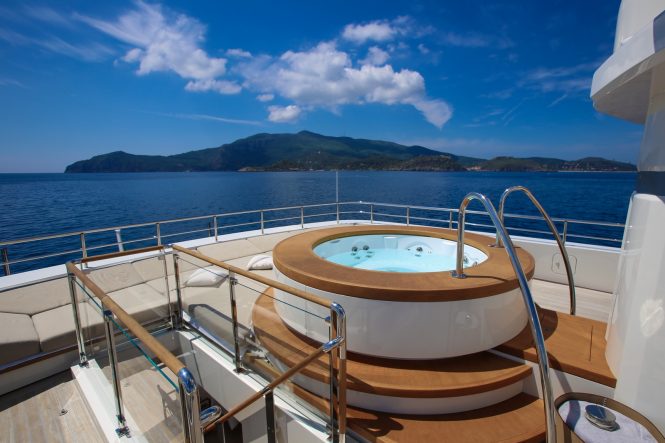 Jacuzzi on deck for a relaxed charter