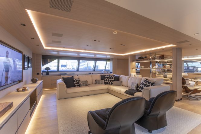 Main saloon with large TV and plenty of comfortable seating - Photo credit Giuliano Sargentini