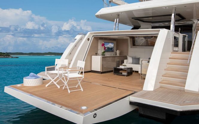 Spacious beach club and swim platform of ENTREPRENEUR superyacht