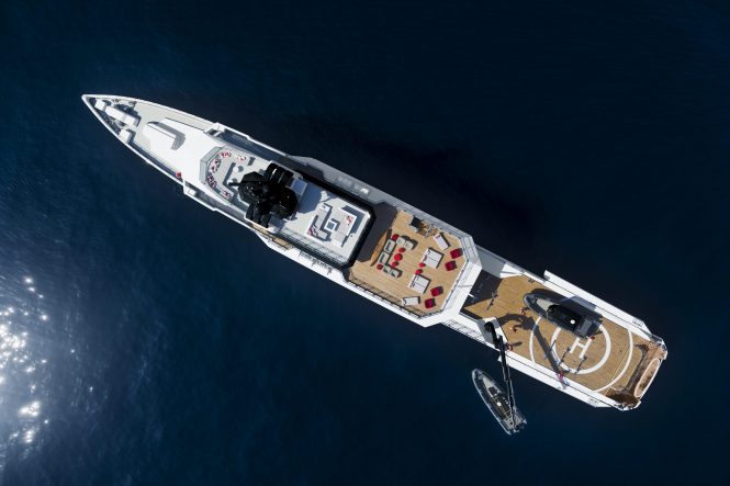 Aerial view of BOLD - sistership to GLOBALFAST superyacht