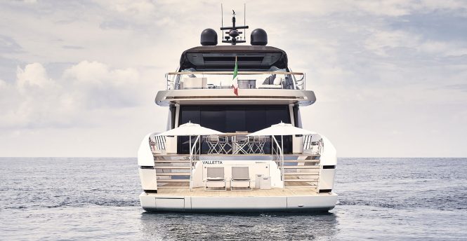 Aft view of the yacht ESTIA
