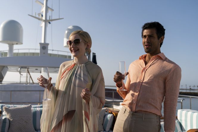 Photo from the Netflix Series Inventing Anna showcasing yacht LEIGHT STAR