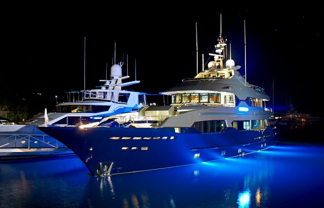 Princess Iluka moored in the evening