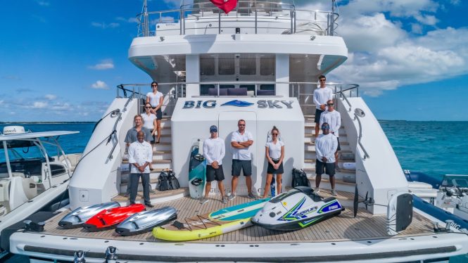 Crew of BIG SKY with a great selection of water toys