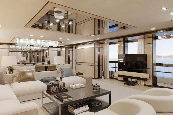 Main saloon aboard Reliance yacht