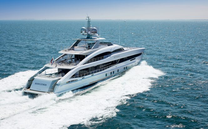 running view of 2022 yacht Book Ends from aft © Dick Holthuis