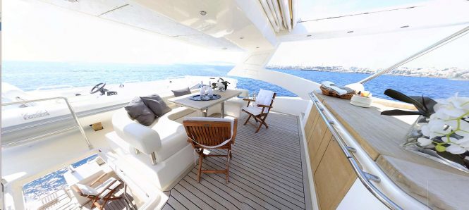Flybridge with plenty of space to relax