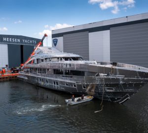 Heesen superyacht PROJECT JADE hull and superstructure joined